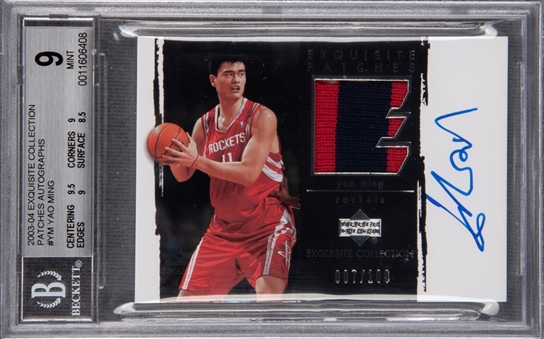 2003-04 UD "Exquisite Collection" Patches #YM Yao Ming Signed Card (#087/100) – BGS MINT 9/BGS 10